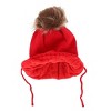 CTM Girl's One Size Fits Most Knit Winter Beanie with Pom Bow and Ear Flaps - 2 of 4
