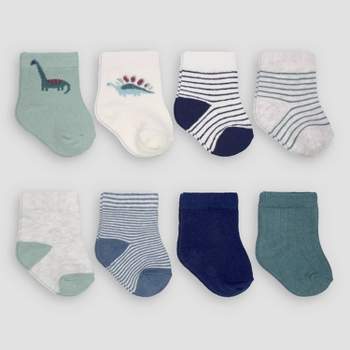 Carter's Just One You® Baby Boys' 8pk Dino Crew Socks - Turquoise Green/Navy Blue/White
