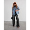 BLUEMING Women's Wide Leg Jeans High Waisted Strechy Raw Hem Denim Pants - 4 of 4