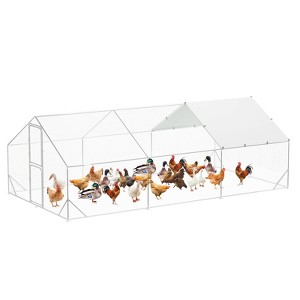 Large Metal Chicken Coop Upgrade Tri-Supporting Wire Mesh,Walk-in Poultry Cage,Waterproof & Anti-Ultraviolet Cover & Lockable Doors for Outdoor - 1 of 4