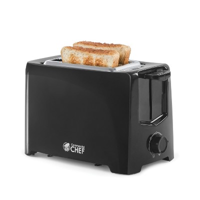 Compact Black Stainless Steel 2-Slice Toaster with Wide Slots