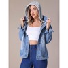 INSPIRE CHIC Women's Long Sleeve Button Down Detachable Hoodie Jean Jacket - 3 of 4