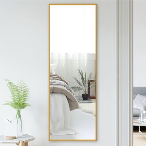 Dovelina Modern Rectangular Aluminium Fine Edge Black Hanging Mirror Decorative Wall Mirror - 1 of 4