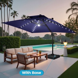 Crestlive Products 13FT Patio Cantilever Umbrella with Light Base Set Double Top High-strength Aluminum 360°Rotation 5 Heights Adjustable - 1 of 4