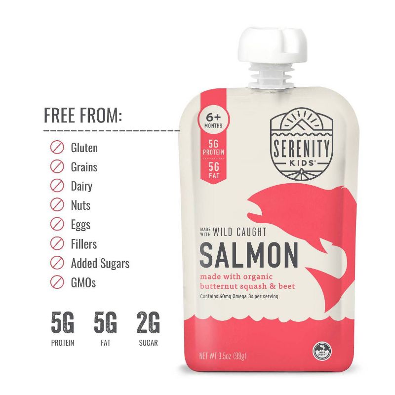 Serenity Kids Wild Caught Salmon with Organic Butternut Squash &#38; Beet Baby Meals - 3.5oz, 6 of 9