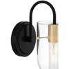 Possini Euro Design Titan Modern Wall Light Sconce Black and Warm Brass Hardwire 4 3/4" Fixture Clear Glass for Bedroom Bathroom - 3 of 4