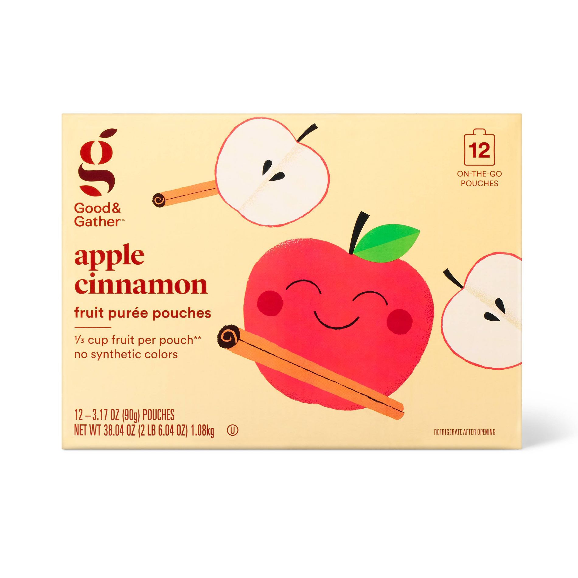Apple Cinnamon Fruit Puree Pouches - 12ct - Good & Gather™