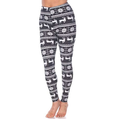 Women's One Size Fits Most Printed Leggings Black/White One Size Fits Most  - White Mark