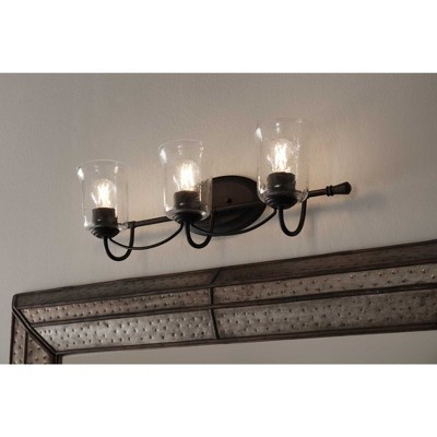 Bowman Matte Black 3-Light Bath Fixture with Clear Glass Shades