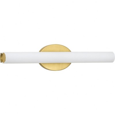 Progress Lighting Parallel 1-Light LED Bath Vanity Fixture, Steel, Satin Brass, Opal Glass Shade