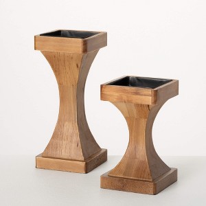 11.25" Sleek Geometric Candle Holders - Set of 2, Multicolor - 1 of 4