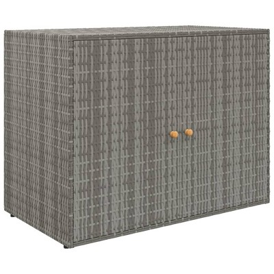 vidaXL Durable Gray Garden Storage Cabinet - Weather-Resistant Poly Rattan Material - Compact and Spacious with Easy Assembly