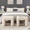 Roundhill Furniture Zorya Contemporary Faux Fur U-Shaped Ottoman, Set of 2 - 3 of 4