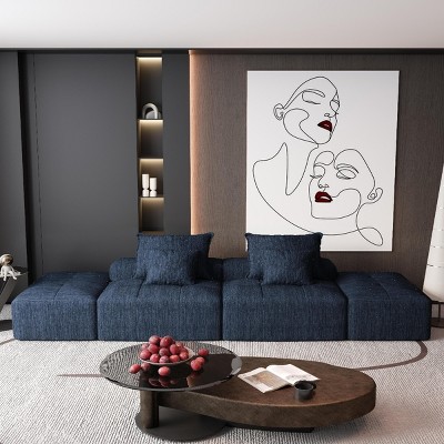 4 PCS Modern Oversized Modular Sofa, DIY Combination Sofa with 2 Ottomans, Tufted Sofa with Chenille Fabric Pillows-Baofuwish