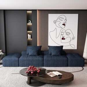 4 PCS Modern Oversized Modular Sofa, DIY Combination Sofa with 2 Ottomans, Tufted Sofa with Chenille Fabric Pillows-Baofuwish - 1 of 4