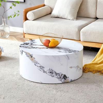 NicBex Modern Simple Cylinder Textured-Pattern Coffee Table,Minimalist Center Table for Living Room,Living Room Furniture