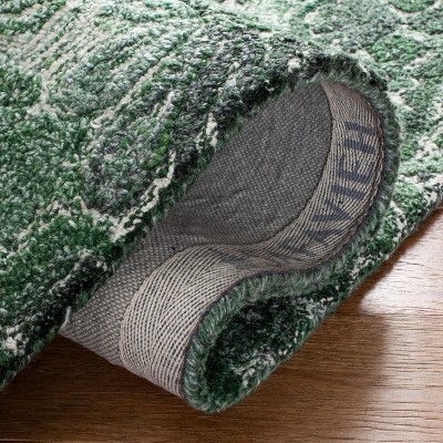 Hand-Tufted Green and Ivory Wool Square Area Rug, 4' x 4'