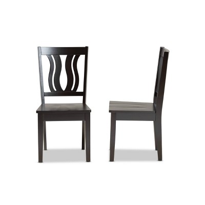 Fenton Dark Brown Wood and Cane Geometric Dining Chair Set