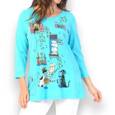 Women's Serenade Mineral Washed Contrast Cotton Tunic - Jess & Jane
