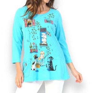 Women's Serenade Mineral Washed Contrast Cotton Tunic - Jess & Jane - 1 of 2