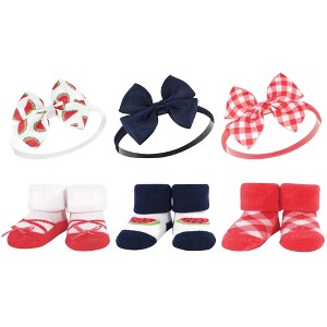 Hudson Baby Infant Girls Headband and Socks Giftset, Watermelon, One Size - 1 of 4