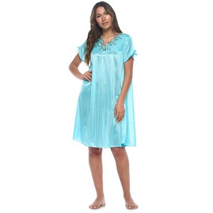 Casual Nights Women's Fancy Lace Neckline Silky Tricot Nightgown - 1 of 4