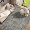 Vintage Floral Printed Distressed Rug for Living Room Retro Thin Washable Area Rugs for Bedroom Low Pile Non Slip Ultra Soft Carpet - 3 of 4