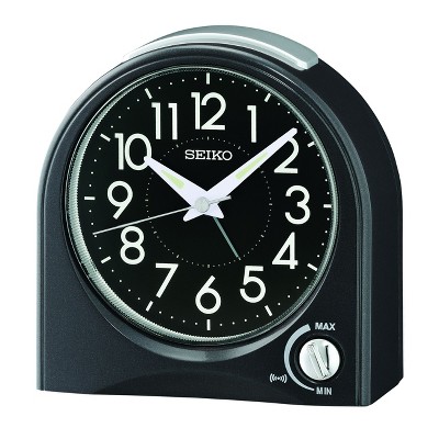 Seiko 4" Black Plastic Dome Analog Alarm Clock