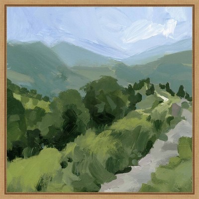 Tree-lined Path I Scenic Landscape Canvas Art with Maple Frame