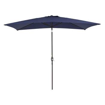 10' x 6.5' Patio Umbrella with Tilt Adjustment and Crank Lift Navy - Wellfor