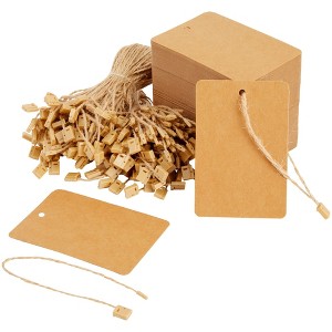 Juvale 200 Pack Large Kraft Paper Gift Tags with Jute Strings for Weddings, Birthdays, Party Favors, Brown, 2 x 4 In - 1 of 4