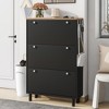 TIRAMISUBEST Narrow Tipping Bucket Shoe Cabinet with 3 Flip Drawers, Entryway Organizer with 3 Hooks, Free Standing Shoe Rack with Adjustable Panel - 2 of 4