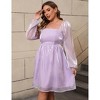 Whizmax Women's Plus Size Tulle Dress Square Neck Puff Sleeve Puffy Babydoll Mesh Mini Dress - 2 of 4