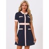 Allegra K Women's Vintage Work Contrast Color Short Sleeve Fit and Flare Dress - 2 of 4