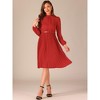 Allegra K Women's Work Long Sleeve Pleated Midi Shirt Dress - 2 of 4