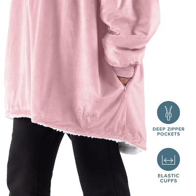 Oversized Light Pink and Purple Sherpa Wearable Blanket