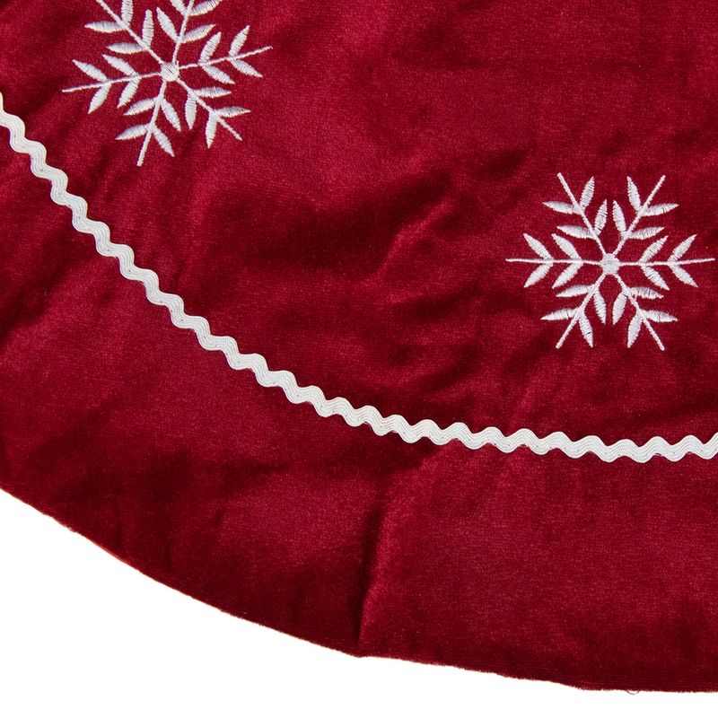 Northlight 24" Crimson Red and White Snowflakes Christmas Tree Skirt, 3 of 4