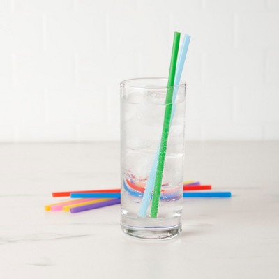True Multicolor Long Disposable Plastic Straws, Set of 100
