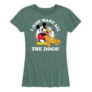 Women's - Disney - Mickey Mouse and Pluto I Just Want All The Dogs Short Sleeve Graphic T-Shirt - 1 of 4