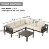 Outdoor 4-Pieces L-Shaped Sectional Sofa, Acacia Frame Sofa with Woven Mesh Armrests and Table, Sofa with Polyester Cushions–Cuddlewood - 4 of 4