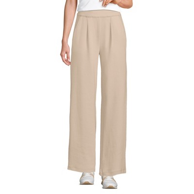 Lands' End Women's Knit High Rise Pleated Wide Leg Pants
