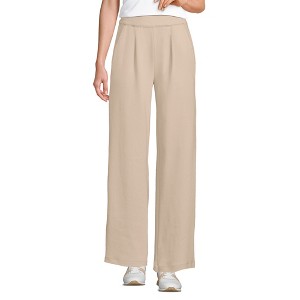 Lands' End Women's Knit High Rise Pleated Wide Leg Pants - 1 of 4