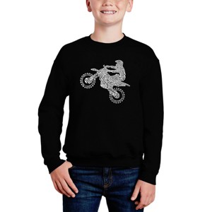 LA Pop Art Freestyle Motocross - Fmx - Boy's Word Art Crewneck Sweatshirt - 1 of 3