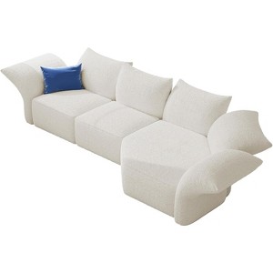 AMERLIFE 118" L-Shaped Sectional Sofa with Adjustable Arm& Backrest, 3 Seater Modular Couch(White) - 1 of 4