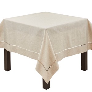 Saro Lifestyle Natural Toscana Tablecloth With Hemstitched Border - 1 of 4