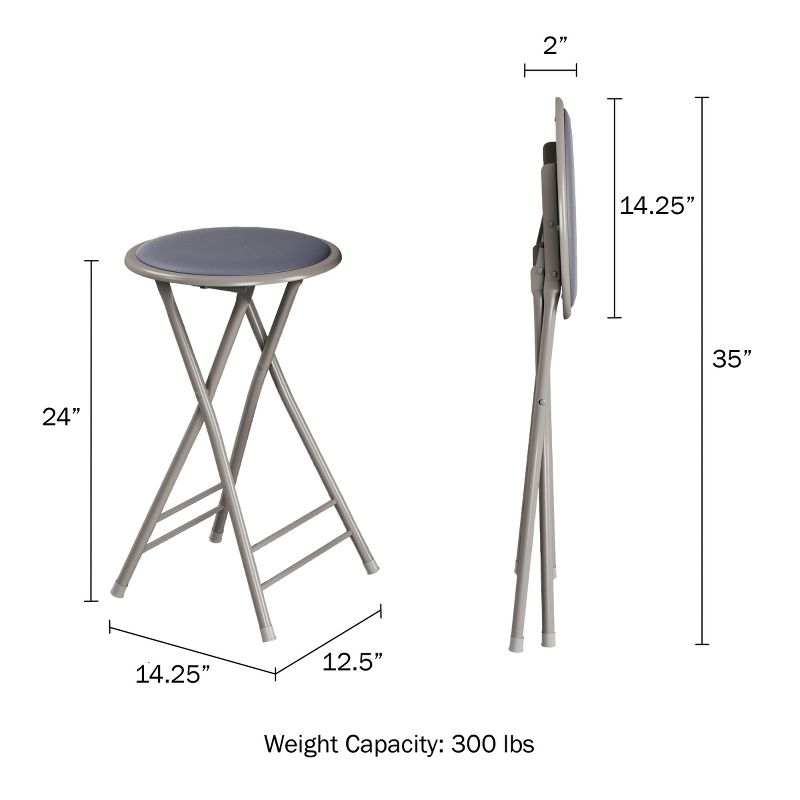 Trademark Home Heavy-Duty 24-Inch Folding Stools with Padded Seats, Gray, Set of 2, 3 of 8