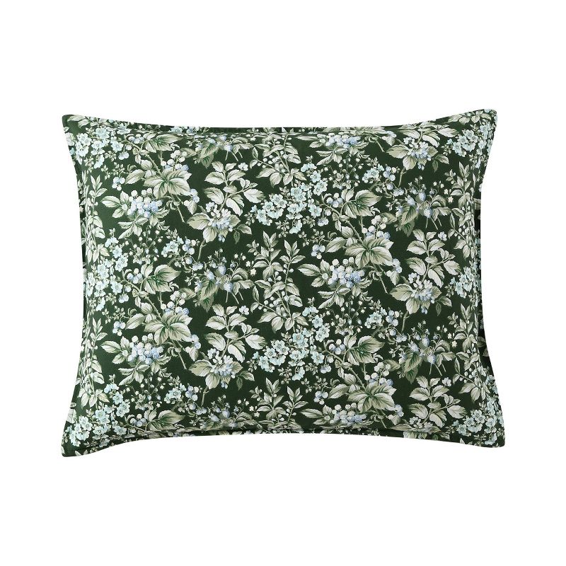 Laura Ashley 7pc Bramble Floral 100% Cotton Comforter Sham Bonus Set Green, 5 of 11