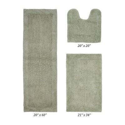 Edge Bath Rug 100% Premium Cotton Ultra-Soft Water Absorbent Tufted Solid Reversible 3 Piece Bathroom Rug Set for Machine Washable Bathmat