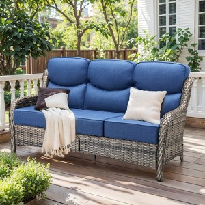 Gymojoy Outdoor Wicker Sofa PE Rattan Patio Couch Sofa for Garden - 1 of 4