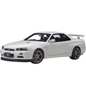 Nissan Skyline GT-R (R34) V-Spec II RHD (Right Hand Drive) White Pearl 1/18 Model Car by Autoart - 1 of 4